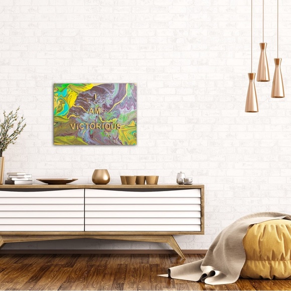 I am Victorious, Original, Acrylic, small size, flowing affirmation 3D Painting. - Picture 8 of 8